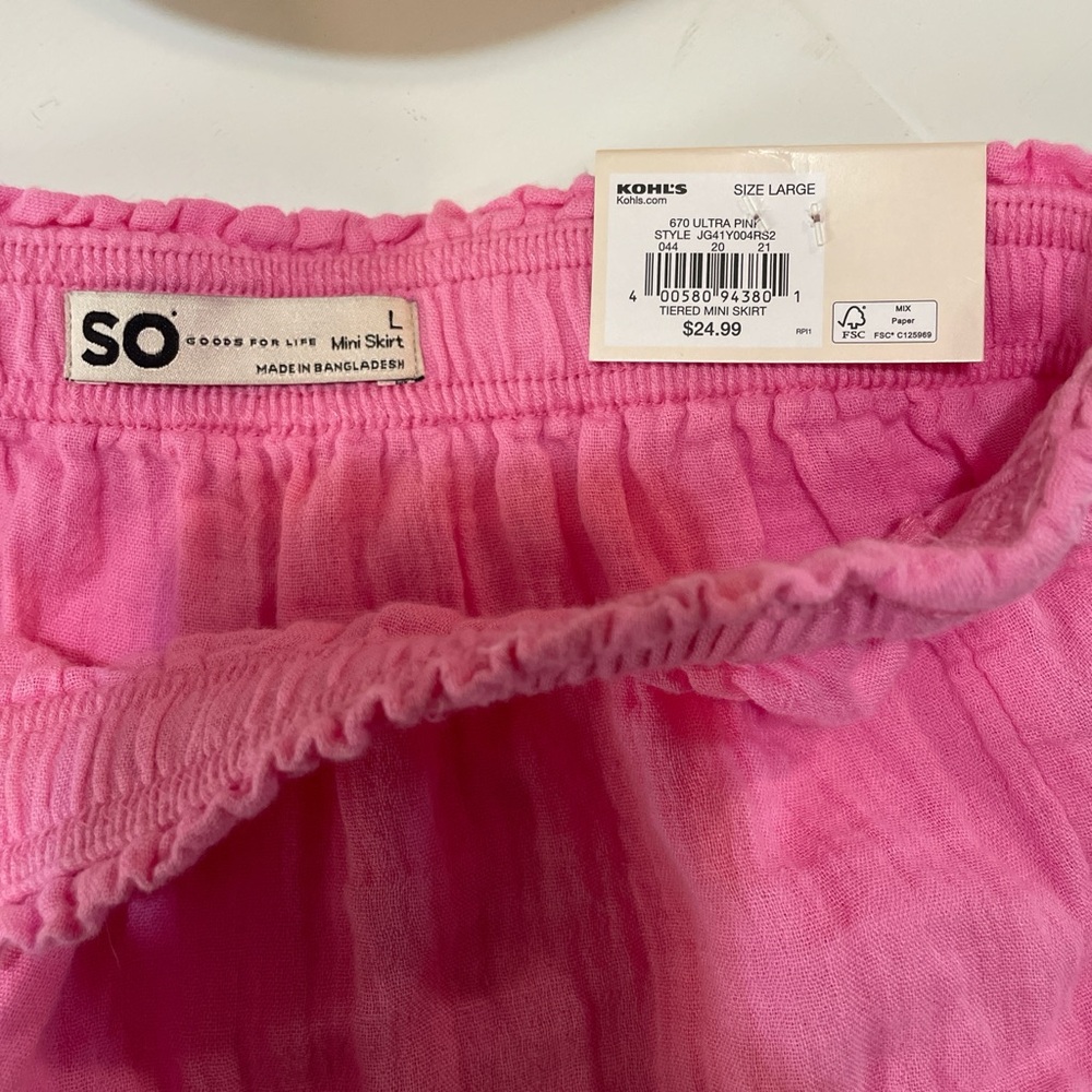 SO Pink Ruffled Skirt with Elastic Waistband